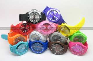 Wrist Watch with DATE Unisex Jelly Candy Sports Dial Quartz 13 colors 