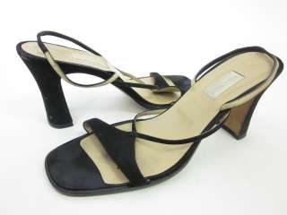 You are bidding on a pair of VERA WANG Black Leather Strappy Sandals 