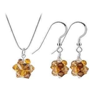 Sterling Silver Topaz AB Crystal & Colorado 24 inch Earrings Pendant 