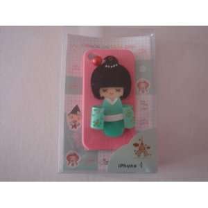   Iphone 4s 4g Case with Cell Phone Charm Green+ 1 free china fu word