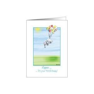  41st Birthday, cute Elephant flying with balloons Card Toys & Games