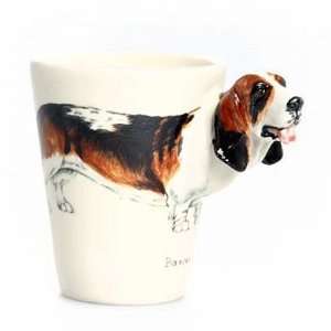  Basset Hound Sculpted Ceramic Dog Coffee Mug: Home 