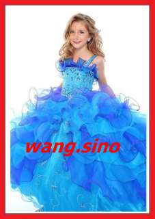 Spaghetti Flower Girl Pageant Ball Gowns Wedding Dress Birthday Party 
