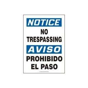 NO TRESPASSING (BILINGUAL) Sign   14 x 10 Adhesive Dura Vinyl