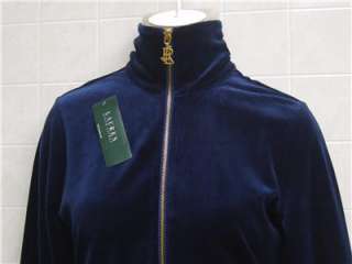   Lauren Womens Velvet S Zip Blazer Jacket Coat Small Navy Blue Pocket