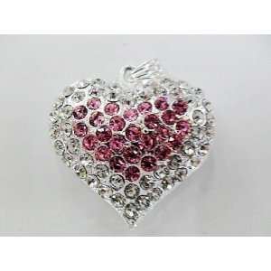   and Light Pink Mixed Crystal Heart Style USB Flash Drive with Necklace