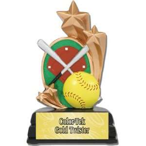  Custom 6 Softball Sport Star Resin Trophies GOLD COLOR TEK 