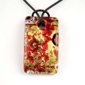    Rectangle Gold Foil Pendant   Camilla Red/Gold Style1: Jewelry