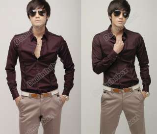 2012 Fashion Stylish Men Casual Slim Fit Dress Shirts 2 color Asian M 