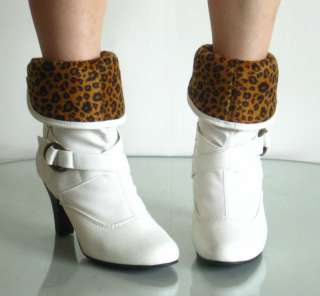 New Womens Medium Heel Mid Calf Slouchy Short Boots  