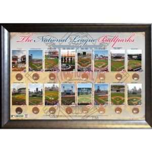  National League Ballparks Framed 20x32 Collage w/Dirt From 