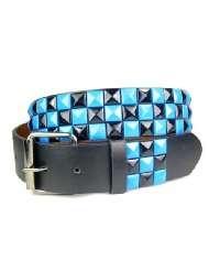 Snap On Punk Rock Black & Azure Blue Star Studded Checker Board 