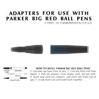 Vintage Parker 75, Big Red, Ball Pen Refill Adapter NIP  