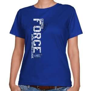Georgia Force Ladies Royal Blue Vertical Destroyed Classic Fit T shirt 