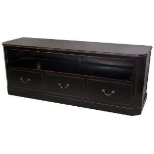   60 Distressed Black Lacquer Flat TV Display Console: Home & Kitchen