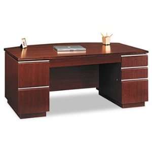  Milano Collection Bow Front Double Pedestal Desk, Harvest 