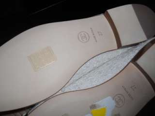 CHANEL Logo Crochet Cap Toe Bow Ballet Flats Shoes 40.5  