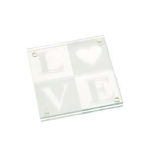  Artwedding L.O.V.E Square Glass Coasters Set Favor (Set of 