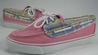  Womens Sperry Top Sider Biscayne Pink Madras Boat Shoes 6 