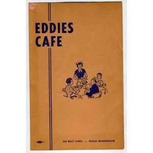  Eddies Cafe Menu Pasco Washington 1950s 