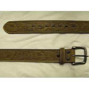  Mens Western Leather Belt   Handcrafted & Embossed   Size 