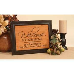  Laser Engraved and Framed Cherry Welcome Sign: Home 