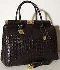 NEW Genuine Italian Real Leather Handbag Purse Tote Satchel A4 Black 