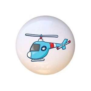  Airplanes Blue Helicopter Drawer Pull Knob