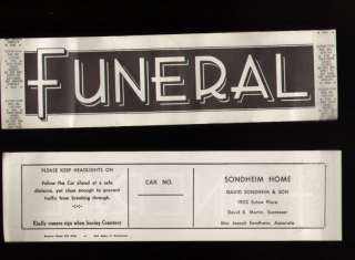 Vintage Funeral Car Sticker Unused Sondheim Home Lot 5  