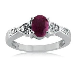 Sterling Silver Ruby and Diamond Ring ( 1cttw Sizes 5 9)