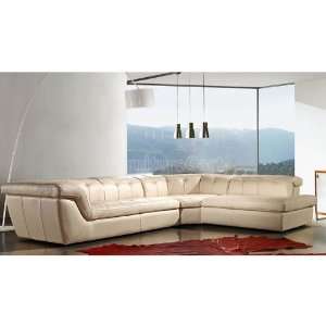 JM Furniture 397 Beige Italian Leather Right Facing Chaise Sectional 