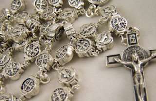   Benedict Medal Rosary Case Prayer Silver Plate Unique Religious  