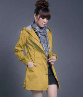 Q044 New Womens Slim hooded Trench Jacket coat Outwear  