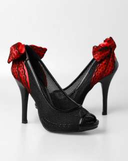Iron Fist Mesh Up Heels With Red Lace VEGAN  
