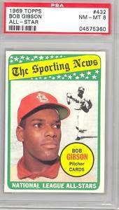 1969 Topps Bob Gibson All Star Card HOF (#432) PSA8 PSA  