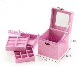  gifts 3 Layer Ring Jewelry Display Storage Box Case Lock 4 colors