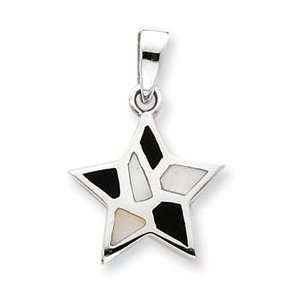    Sterling Silver Black and White Stone Star Pendant: Jewelry