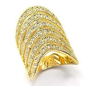   Cubic Zirconia Rings   14K Gold Plated Pave CZ Cocktail Ring: Jewelry