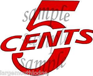 VINTAGE STYLE 5 CENT VENDING DECAL COKE RED  