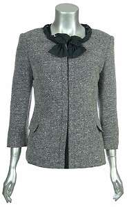 DKNY Donna Karen New York Womens Black White Wool Tweed Jacket Blazer 