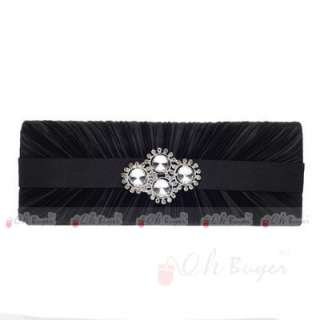   women Wedding Evening Purse bridal Clutch bag with silver and PU chain
