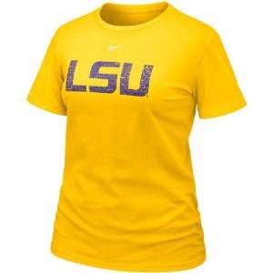   Nike LSU Tigers Ladies Gold Frackle Blended T shirt: Sports & Outdoors