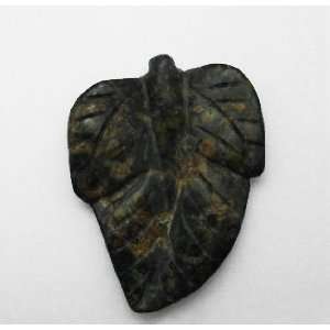     Jewelry Stone Pendant   Engraved Leaf   Kamacite