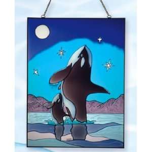  24 Inch x 18 Inch Whale Stain Glass Lighthouse Decor 