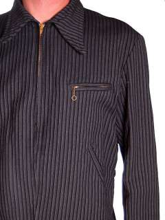   Pinstriped Suit Belt Back With Zip Jacket 2Pr Pants 1940s 44 Chest