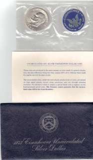 1973 S Blue Ike Silver Dollar w/Envelope White Bright Uncirculated 