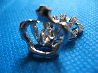 10 AA Crystal Rhinestone 4D King Crown Silver Button A84  