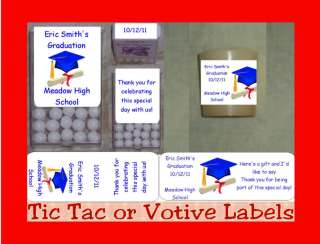 Graduation Party Favor Tic Tac or Votive Labels  