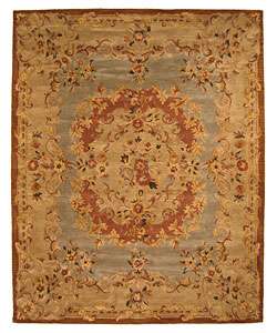 Hand tufted Blue Aubusson Wool Rug (5 x 8)  