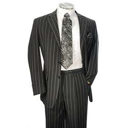 Ferrecci Mens Black Pinstripe Suit  
